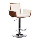 Stokey White Walnut Bar Stool with Backrest